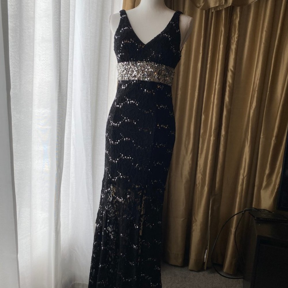 Prom formal black lace dress
